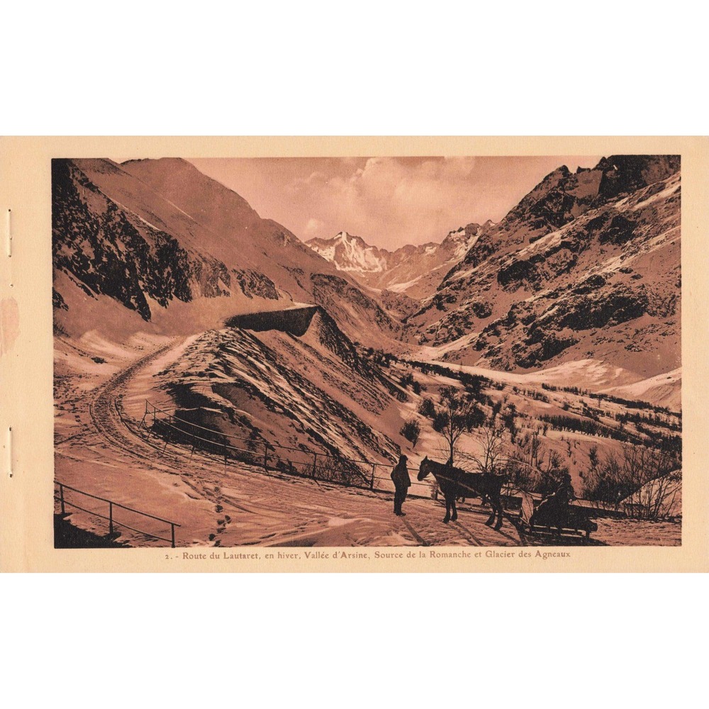 Vintage Route du Lautaret Winter Photogravure Postcard Vallee d'Arsine France - Picture 1 of 2